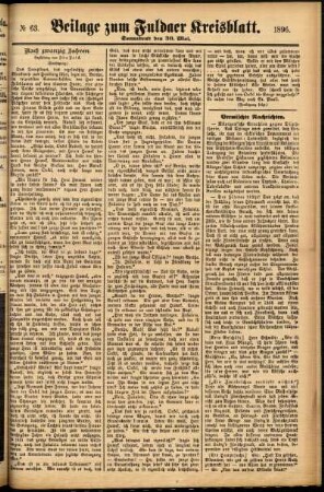 Zweite Ausgabe vom Samstag, den 30. Mai 1896.