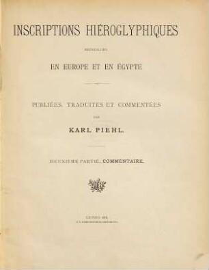 Inscriptions hiéroglyphiques recueillies en Europe et en Égypte, 1,2