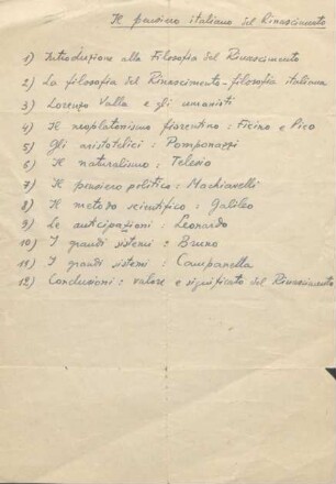 Il pensiero italiano del Rinascimento : Manuskript