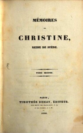 Mémoires de Christine, Reine de Suède. 2