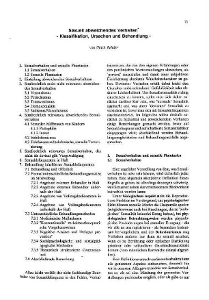 71-101, Sexuell abweichendes Verhalten - Klassifikation, Ursachen und Behandlung