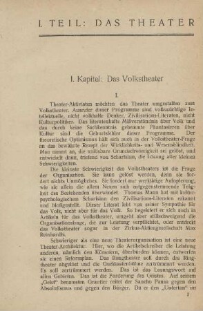 I. Kapitel: Das Volkstheater