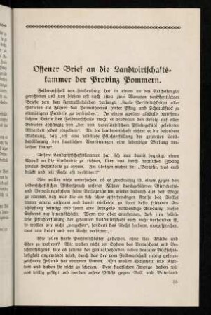 35-37, Offener Brief an die Landwirtschaftskammer der Provinz Pommern