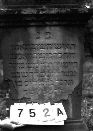 Grabstein 752 (Index: 100099550) Maße HxBxT: 137x54x19 cm Symbolik: Levitenkanne: Grabstein 752A