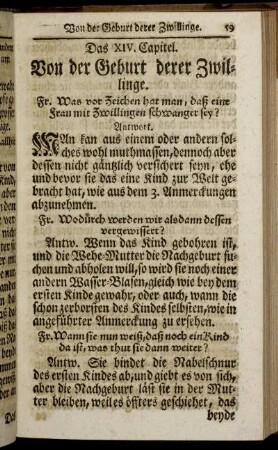 Das XIV. Capitel. Von der Geburt derer Zwillinge.