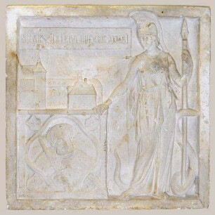 Minerva übergibt Johann Friedrich I. von Sachsen das Universitätshauptgebäude