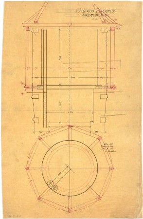 Billing, Hermann; Diedesheim - Neckarelz; Portland - Zementwerke - Wasserturm (Grundriss; Schnitt)