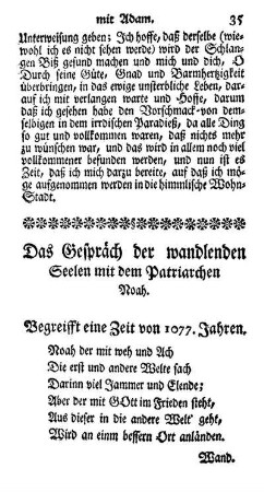 Das Gespräch der wandlenden Seelen mit dem Patriarchen Noah.