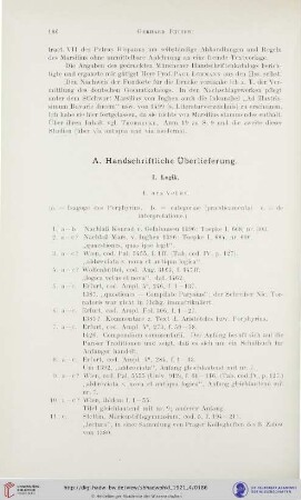 A. Handschriftliche Überlieferung