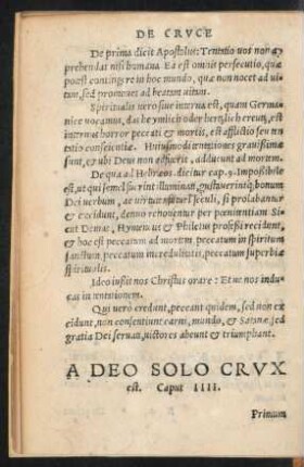 A Deo Solo Crux est. Caput IIII.