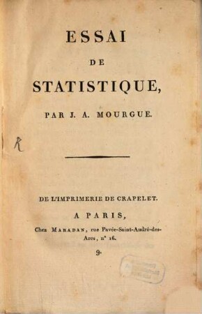 Essai de Statistique ...