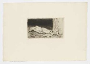 Frau auf dem Boden liegend, aus: Émile Zola, "Der Totschläger", Paris 1879