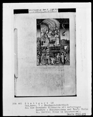 Das Eberhardgebetbuch — Beschneidung und Taufe Christi, Folio 55verso