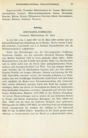 Anhang Inkunabel-Sammlung