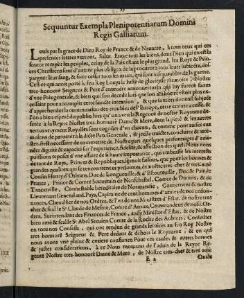 35-40, Sequuntur Exempla Plenipotentiarum Domini Regis Galliarum