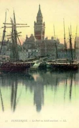 Dunkerque (Dünkirchen), mit dem Hafen im Abendrot