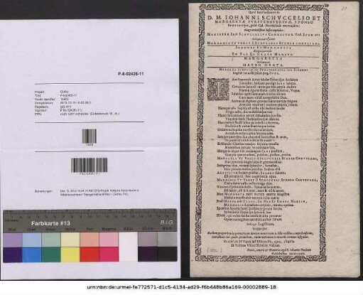 D. M. Iohanni Schvccelio Et Margaretæ Fvrstenaverinæ, Sponso Sponsaeq́ue, prid. Cal. Novembris prōtogamusin ...