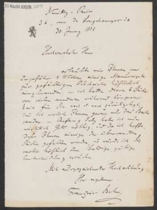 Brief an B. Schott's Söhne : 30.06.1888