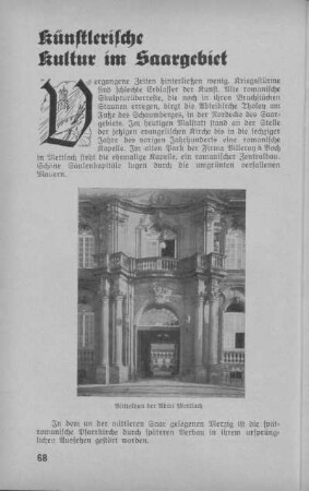 Künstlerische Kultur im Saargebiet.