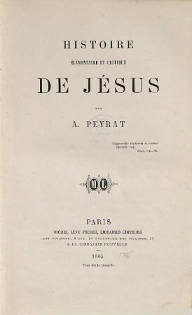 Histoire élémentaire et critique de Jésus