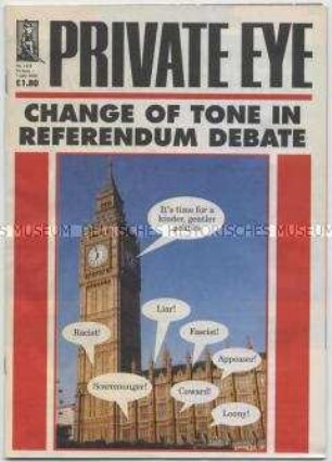 Britische Zeitschrift "Private Eye" mit Titelblatt zum Referendum über den Austritt Großbritanniens aus der Eu ("Brexit")