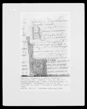 Missale monasticum — Initiale R (esurrexi) und D (eus), Folio 81 verso