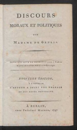 Discours Moraux Et Politiques