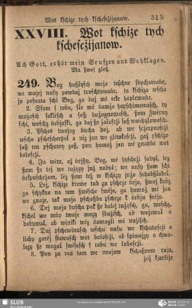 XXVIII. Wot kschize tych kschescżijanow
