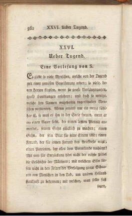 XXVI. Ueber Tugend. - XXVII. Das Gedankenstündchen.