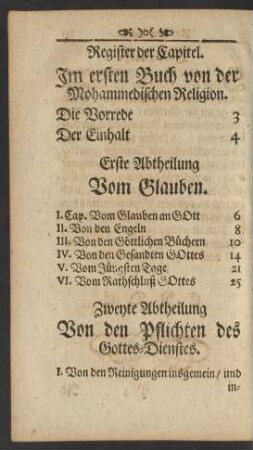 Register der Capitel. Im ersten Buch ...