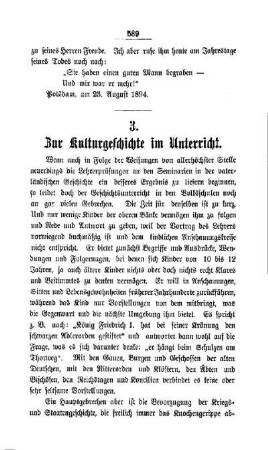 Zur Kulturgeschichte im Unterricht