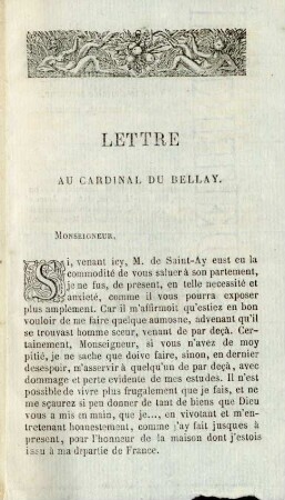 Letttre au Cardinal du Bellay