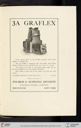 Folmer & Schwing Division, Eastman Kodak Company [3A Graflex Camera]