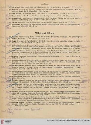 Möbel, Uhren, Verschiedenes Ziergerät (Nr. 498-543)