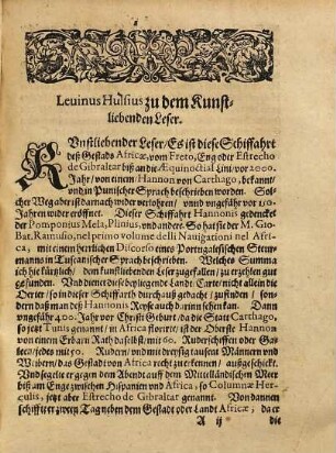 ... Schiffahrt ..., 7. Siebende Schiffart, In das Goldreiche Königreich Guineam, in Africa gelegen, so sonsten das Goldgestadt von Mina genan[n]t wirdt, welches von den Portugalesern ungefähr vor 200 Jahren erfunden, ...