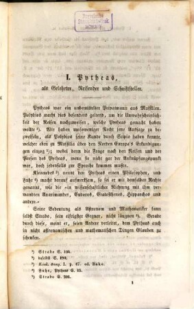 Über Pytheas von Massilien und dessen Einfluß auf die Kenntniß der Alten vom Norden Europa's, insbesondere Deutschlands