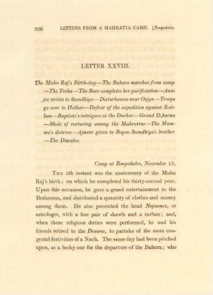 Letter XXVIII. The Muha Raj's birth-day. - ...