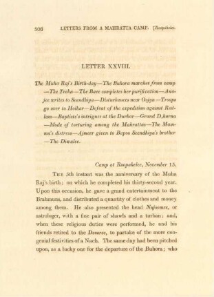 Letter XXVIII. The Muha Raj's birth-day. - ...