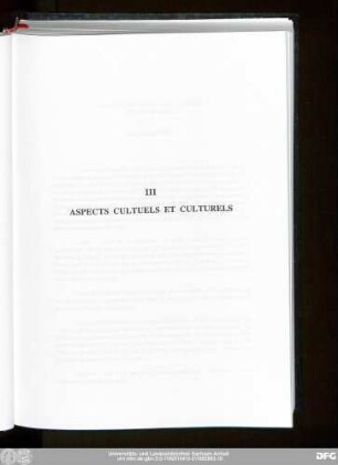 III Aspects Cultuels Et Culturels