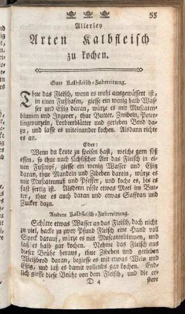 Allerley Arten Kalbfleisch zu kochen.