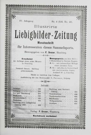 IV. Jahrgang. No. 4 (Lfd. No. 40). (Hamburg, 1. April 1899.)