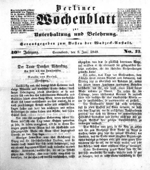 No. 23, Sonnabend, den 9. Juni 1849.