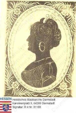 Kekulé, Sophie geb. Zimmermann (1781-1854) / Porträt in Medaillon, Silhouette im rechten Profil, Brustbild