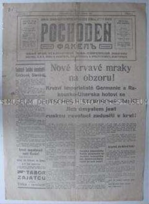 Zeitung tschechoslowakischer Sozialdemokraten in Russland nach der Oktoberrevolution
