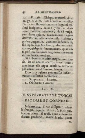 Cap. IX. De Suppuratione Tunicae Retinae Et Corneae.
