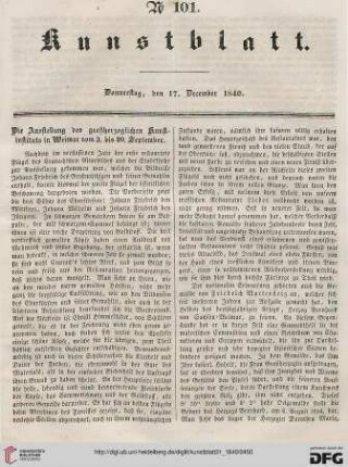 Nr. 101 - 105 (17. Dezember 1840 - 27. Dezember 1840)