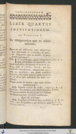 Liber Quartus Institutionum.
