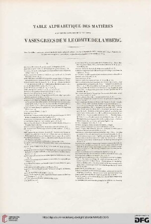 Table alphabétique des matières