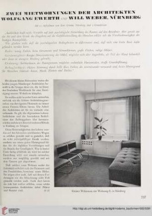 Zwei Mietwohnungen der Architekten Wolfgang Ewerth und Will Weber, Nürnberg