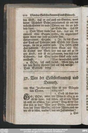 37. Von der Selbsterkenntniß und Demuth.